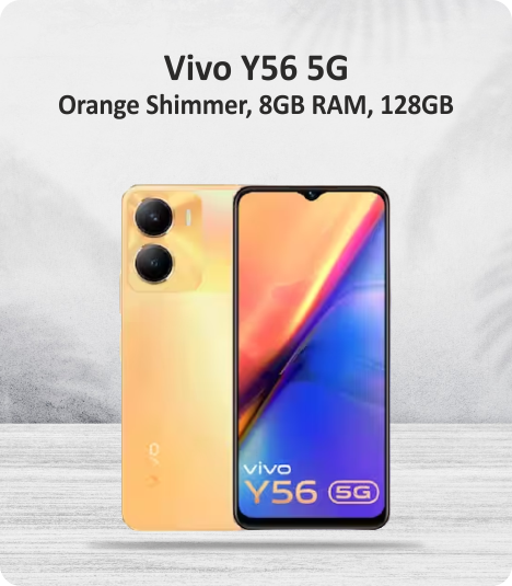 Vivo Y56 5G (Orange Shimmer, 8GB RAM, 128GB Storage) with No Cost