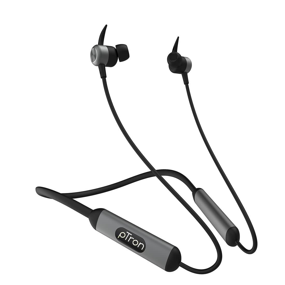 PTron Tangent Plus V2 Wireless Bluetooth In-Ear Headphone With Mic(Black & Grey)