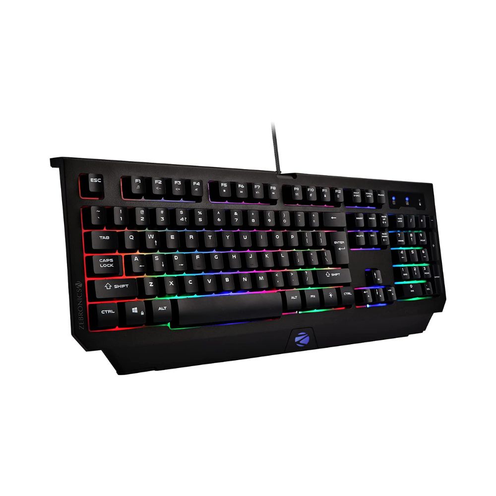 Zebronics zeb-transformer k2 gaming keyboard, 104 keys, multicolor led laser keycaps