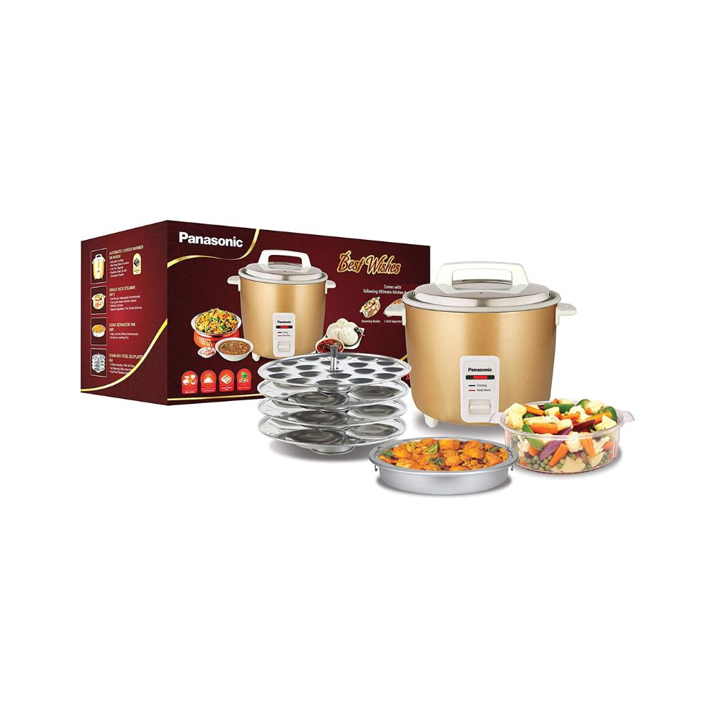 Panasonic SR-W18GH Automatic Warmer Cooker Combo Pack (Gold, 4.4L)