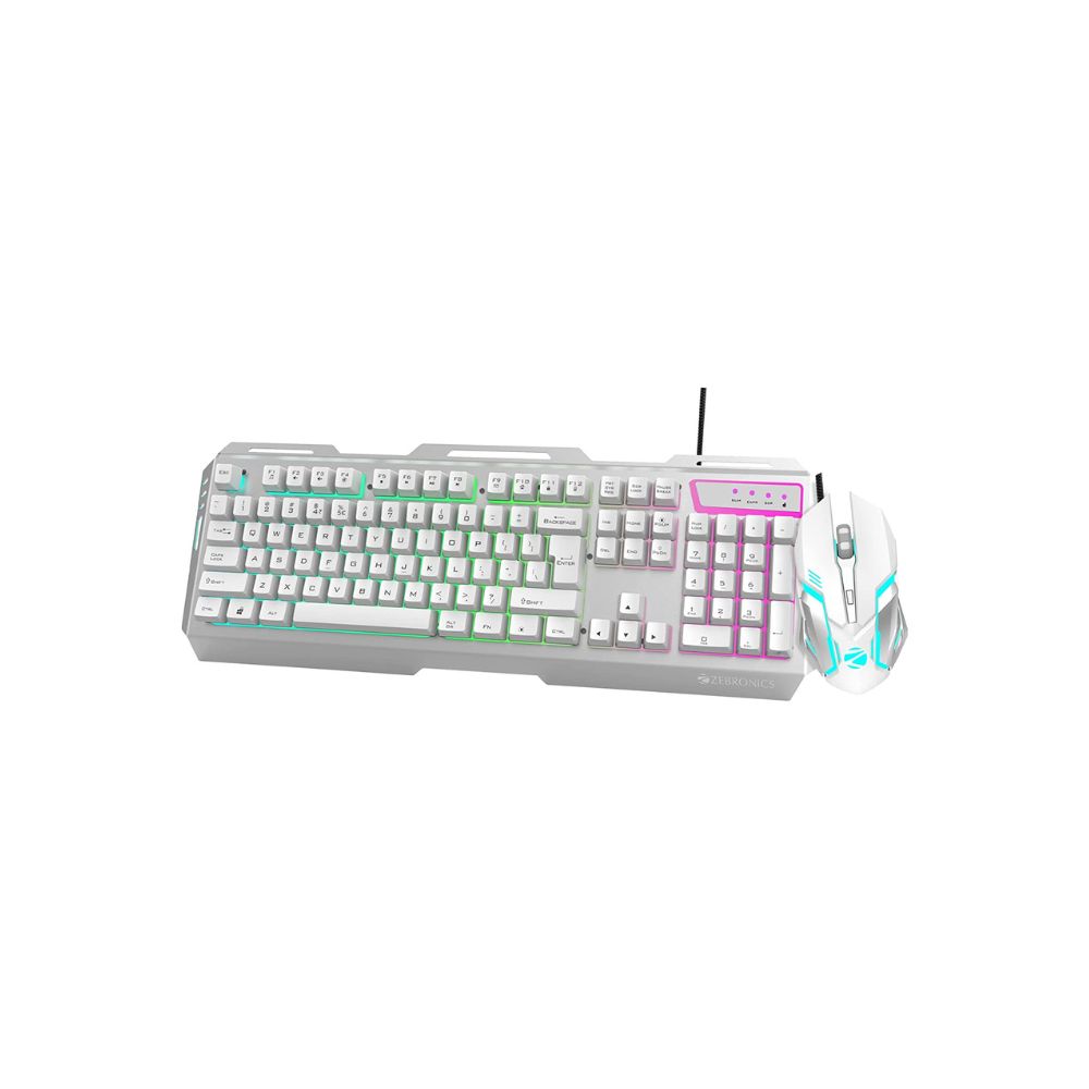 Zebronics Zeb-Transformer Gaming Keyboard and Mouse Combo (USB, Braided Cable) White with Silver
