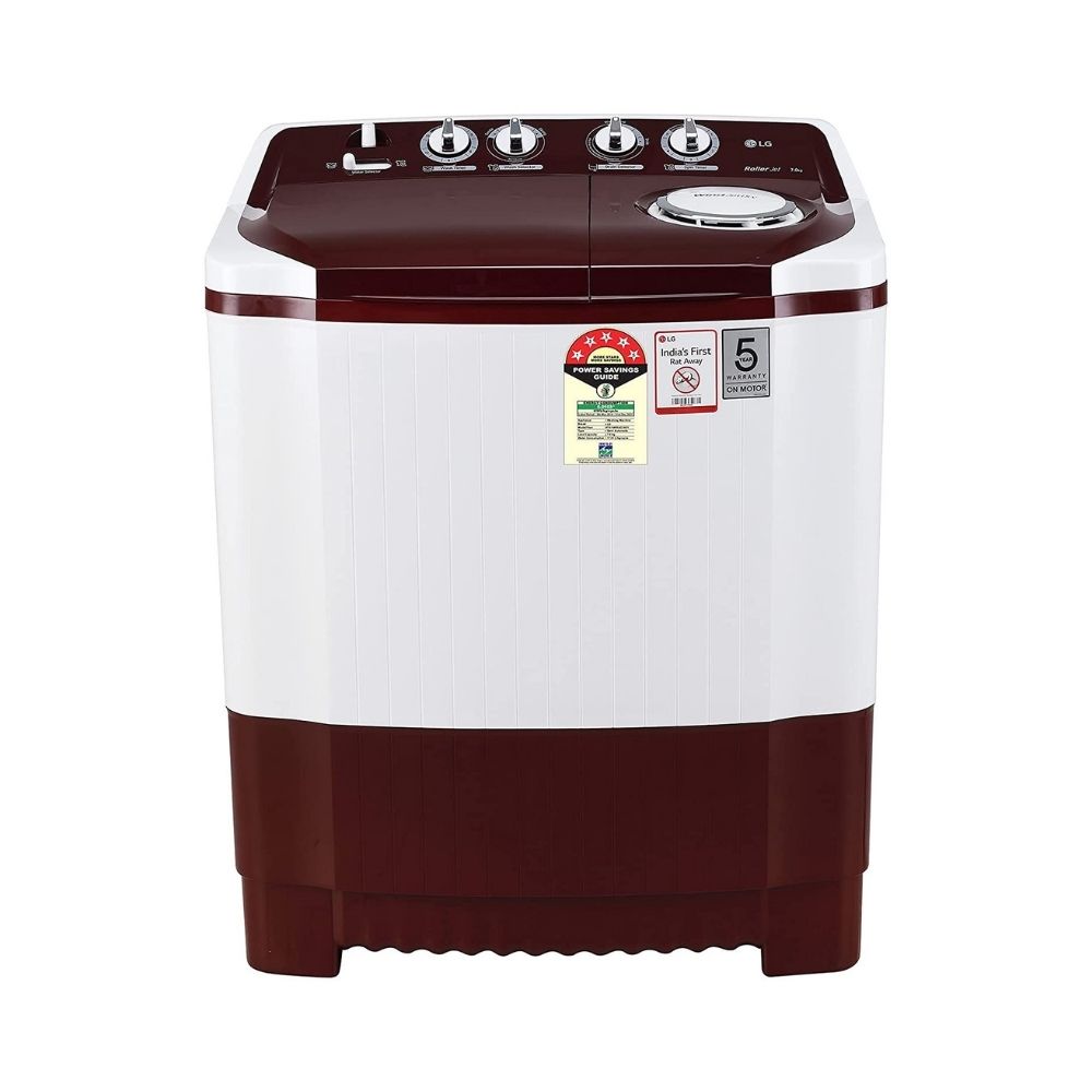 LG 7 kg Semi Automatic Top Load  White, Burgabdy red  (P7010RRAZ)