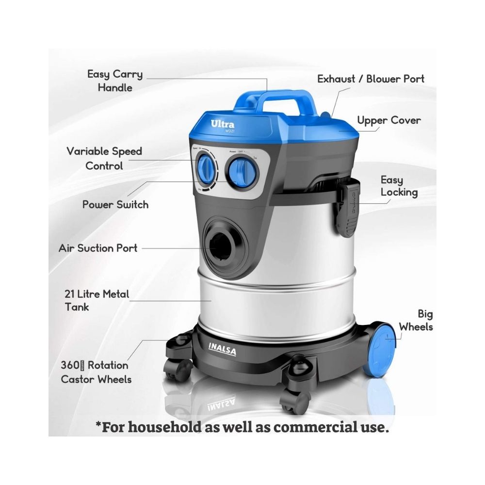 Inalsa Vacuum Cleaner Commercial/ Industrial Wet and Dry Ultra WD21 -1600W
