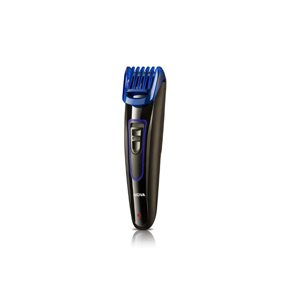 Nova NHT-1071 Titanium Coated Cordless: 45 Minutes USB Trimmer for Men (Black/Blue)