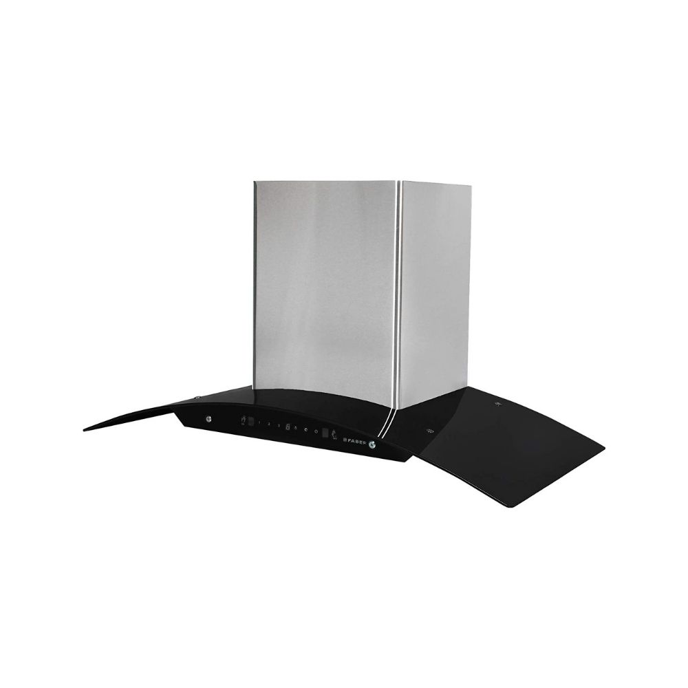 Faber 90 cm 1100 m³/hr Auto-Clean Curved Glass Kitchen Chimney (Hood Zest HC SC SS 90, Baffle Filter, Touch Control, Stainless Steel)