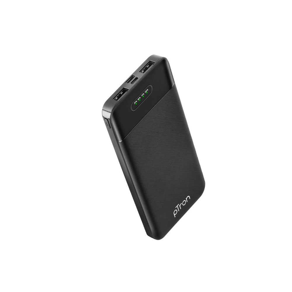 PTron 10000 mAh Lithium Polymer Power Bank Dynamo Lite with 10 Watt Fast Charging, Black