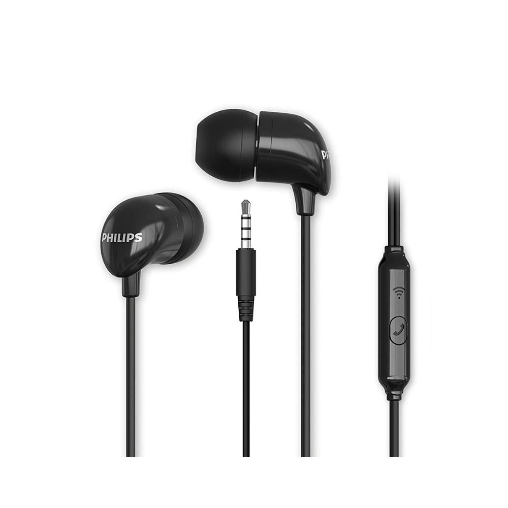Philips Audio TAE1126 Wired in-Ear Headphone with Dynamic Bass and Mic, Black (TAE1126BK/94)