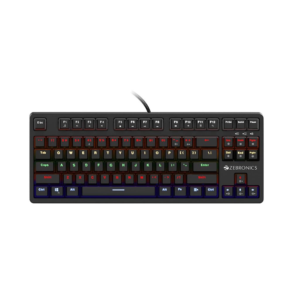 Zebronics Zeb-MAX V2 Premium Mechanical TKL  Keyboard with 87 Tactile Switch Keys, 18 RGB LED Modes