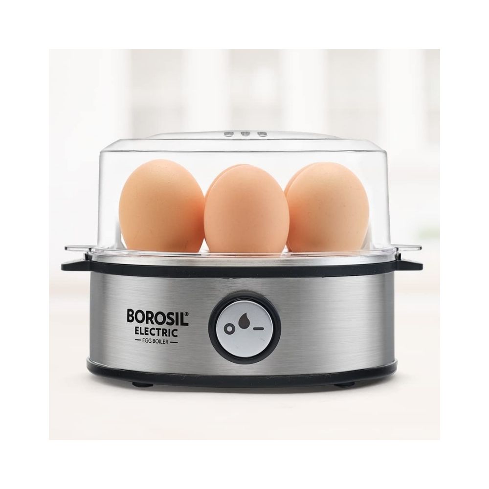 Borosil Electric Egg Cooker (Black, Silver, 7 Eggs)
