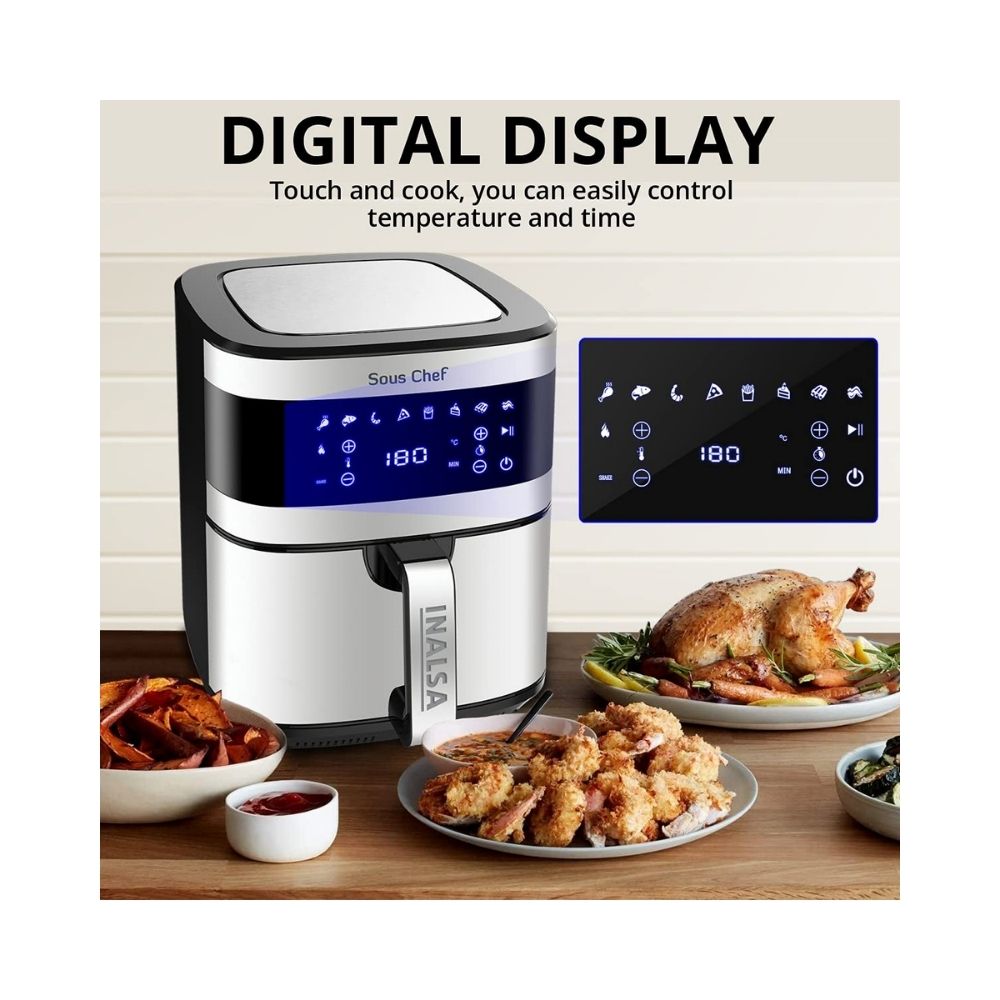 Inalsa Stainless Steel Housing Air Fryer Digital 6.5 L Sous Chef-1650 Watt