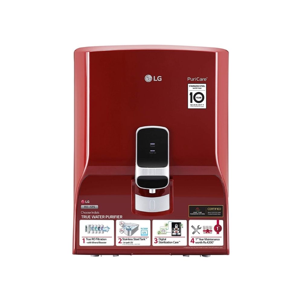 LG WW130NP 8 L RO Water Purifier With Dual Protection Stainless Steel Tank, Wall Mount  (Red)