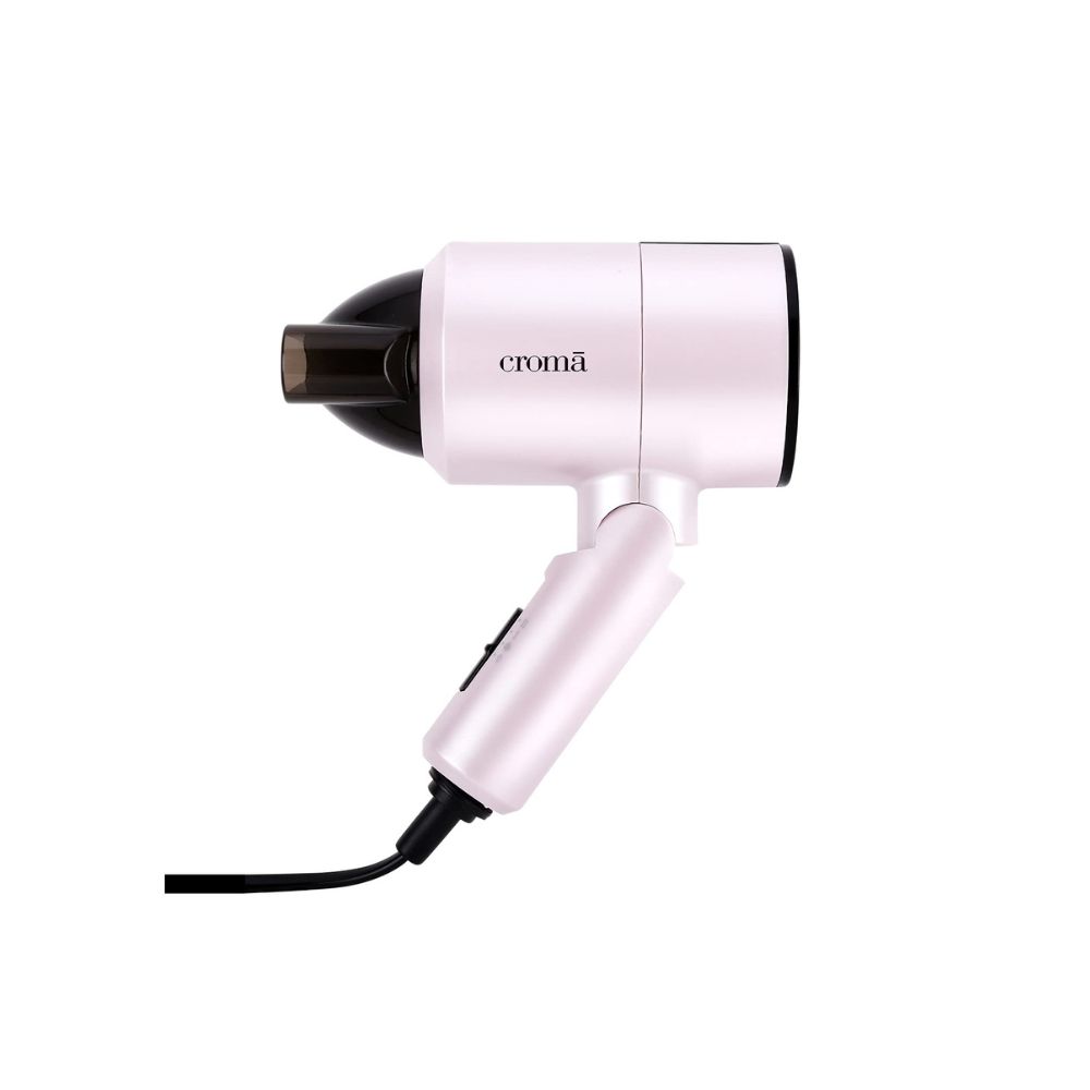 Croma 1100W Foldable Hair Dryer, 3 Heat Settings (Hot/Cool/Warm) with Cool Shot button (CRAH4055, Pink)