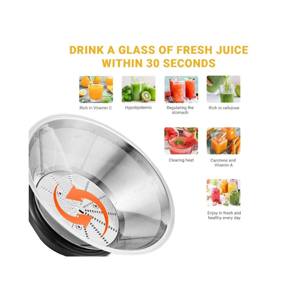 Inalsa Maxim Centrifugal Juicer-500 Watt with 60mm Wide Mouth & 2 Speed & Pulse Fuction