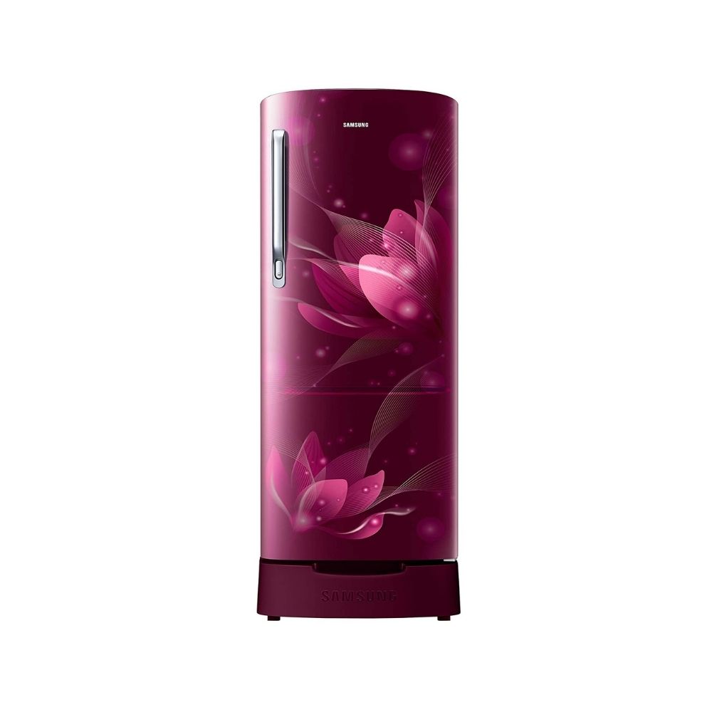 Samsung 192 L 2 Star Direct Cool Single Door Refrigerator (RR20A281BR8/NL, SAFFRON RED, Base stand drawer)