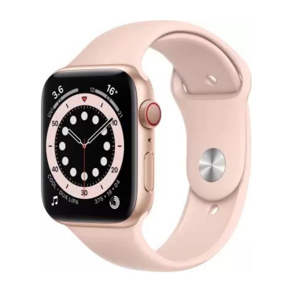APPLE Watch Series 6 GPS MG123HN/A 40 mm Gold Aluminium Case with Pink Sand Sport Band  (Pink Strap, Regular)