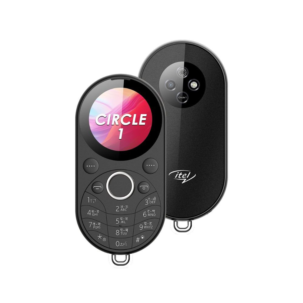 itel Circle 1  Unique Design with Round Screen Mobile Phone  500mAh Battery  132 Display BT Call  Black
