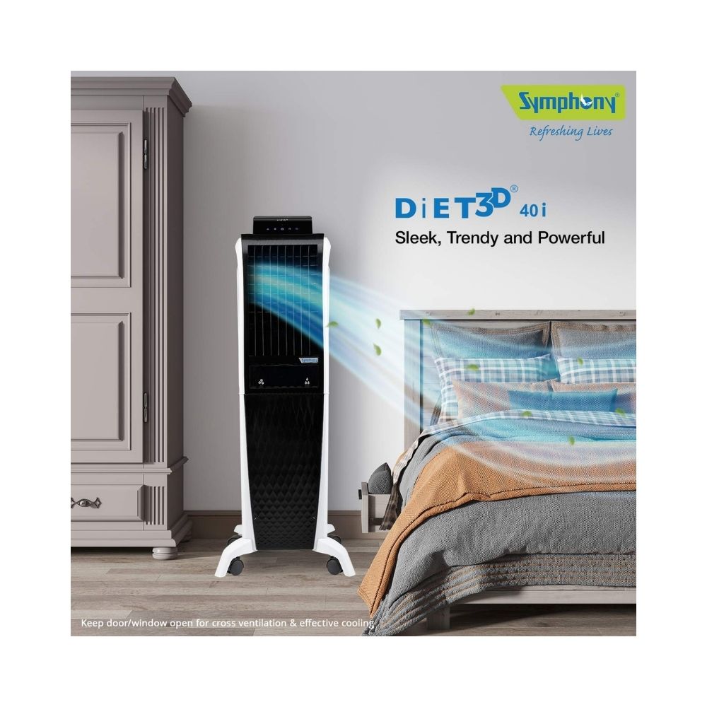Symphony Diet 3D - 40i Tower Air Cooler - 40-litres, White & Black