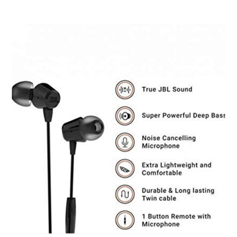 JBL T50HI Wired In Ear Earphone  with Mic (Black)