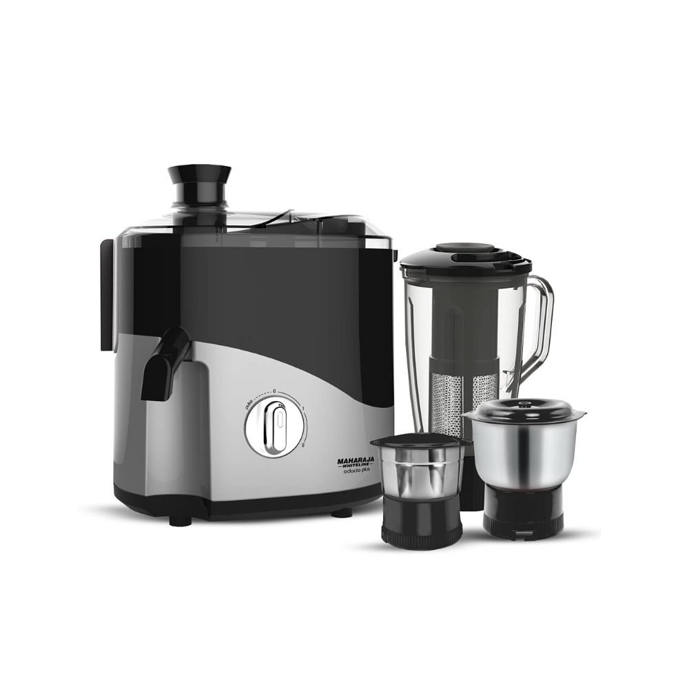 Maharaja Whiteline Odacio Plus 550-Watt Juicer Mixer Grinder with 3 Jars (Black/Silver)