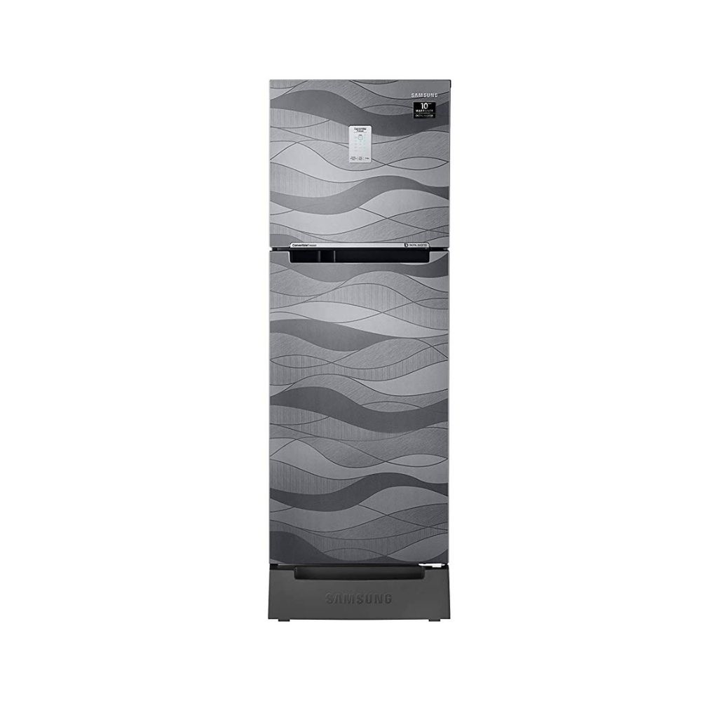 Samsung 244 L 3 Star Frost-Free Double Door Refrigerator (RT28T3C23NV/HL, Inox Wave, Base Stand with Drawer, Curd Maestro, Convertible)