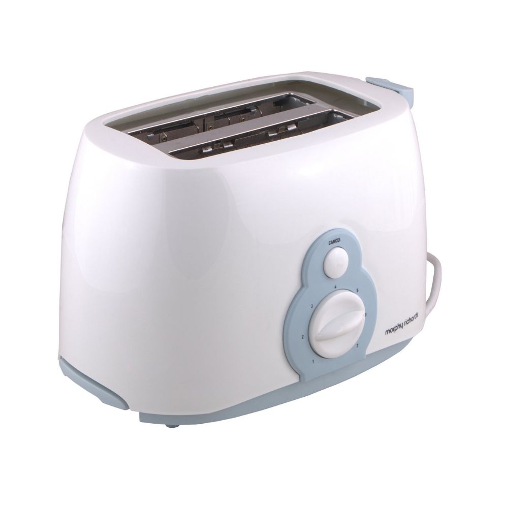 Morphy Richards at 202 800W 2 Slice Pop up Toaster, White and Blue