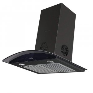 Faber 60 cm 1350 m³/HR Curved Glass Kitchen Chimney (Hood FEEL 3D PLUS MAX T2S2 BK TC 60, 2 Baffle Filters, Touch Control, Black)