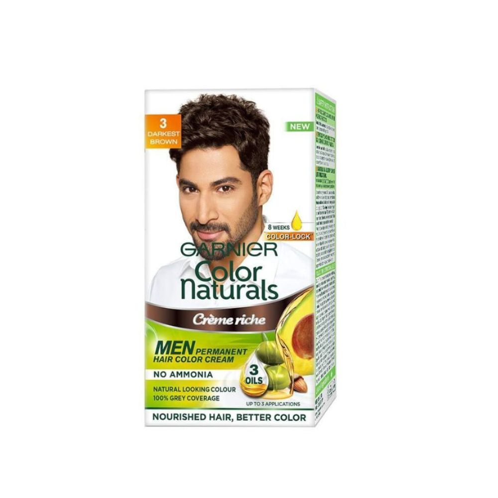 Garnier, Hair Colouring Creme, Long-lasting Colour, Smoothness & Shine, Shade: 3 Darkest Brown, 30ml + 30g