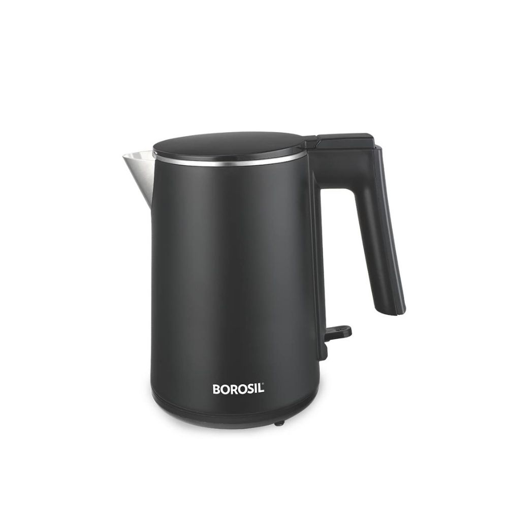 Borosil Cooltouch Electric Kettle, Stainless Steel Inner Body, Boil Water For Tea, Coffee, Soup, 1 L