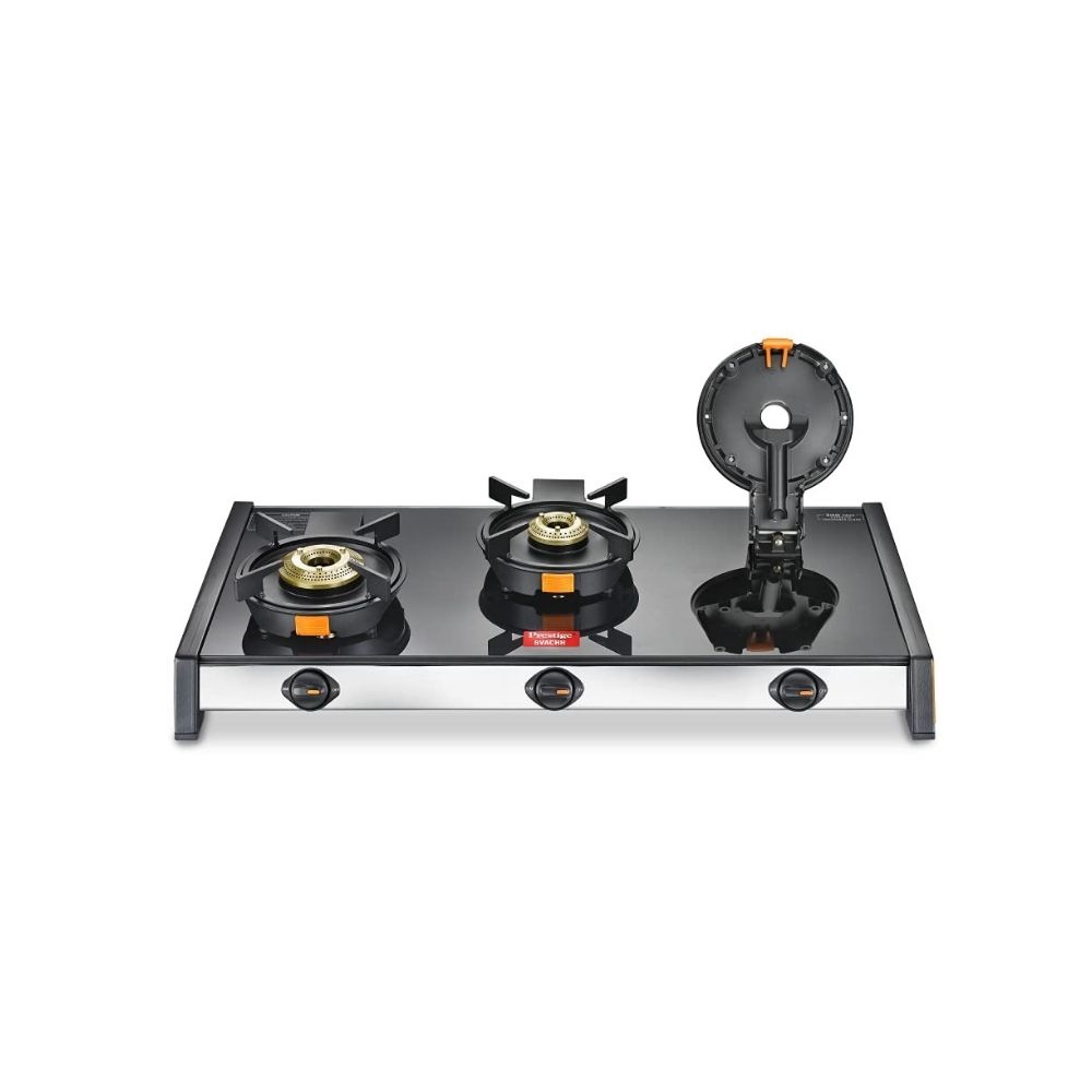 Prestige Svachh GTSV-03 Glass top LP Gas Table, 3 Burner, With Liftable Burner Set