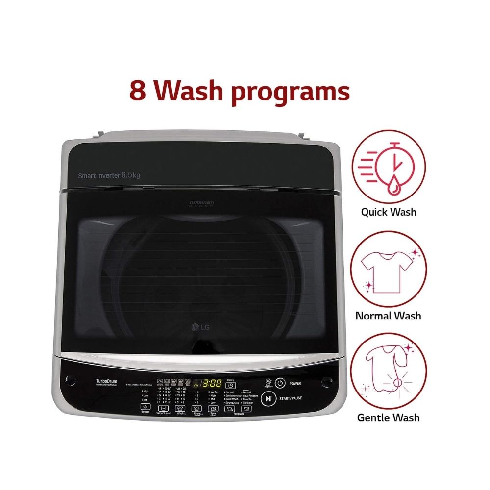 LG 9.0 Kg 5 Star Smart Inverter Fully-Automatic Top Loading Washing Machine (T90SJSF1Z, Middle Free Silver, Jet Spray+)