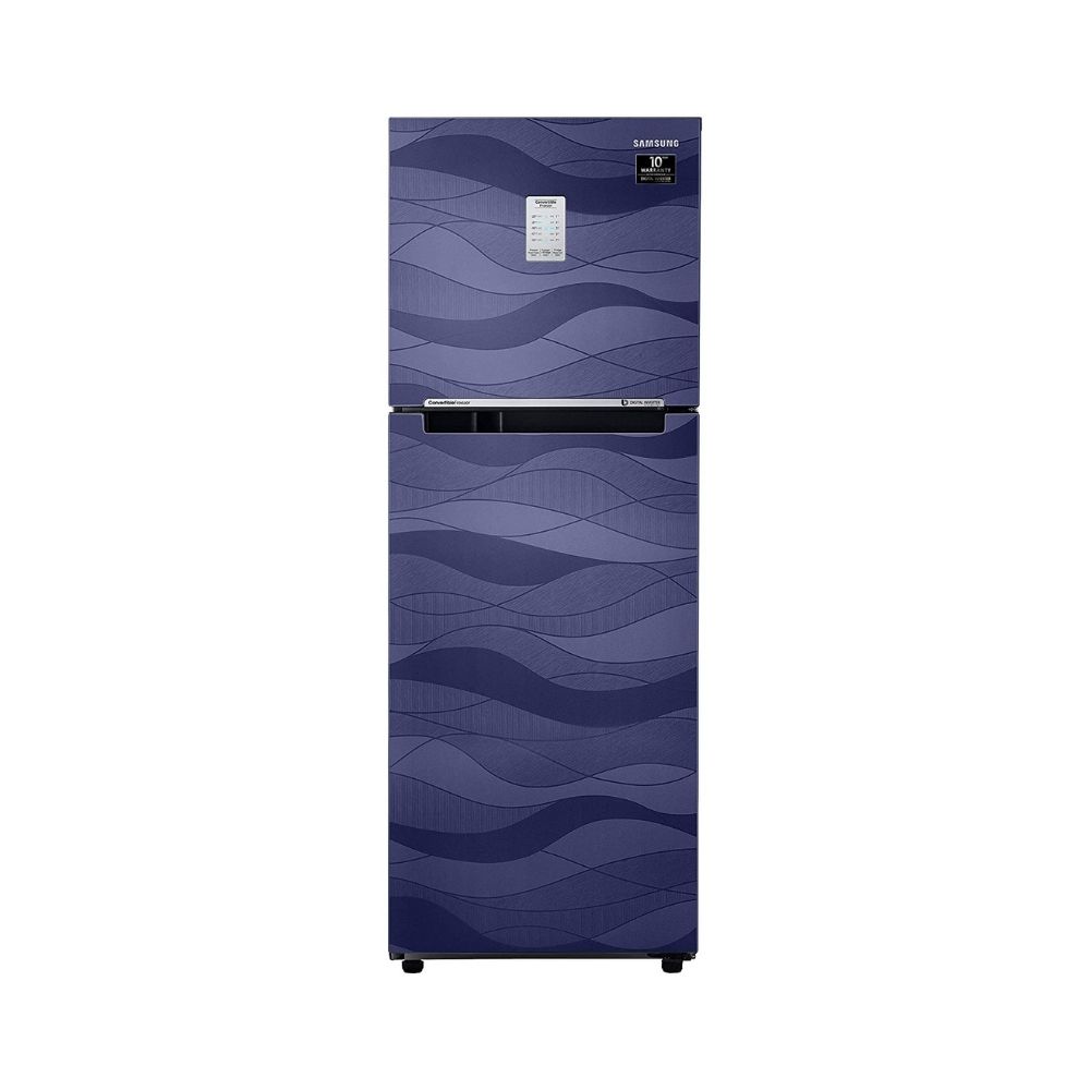 Samsung 253 L 3 Star Inverter Frost-Free Double Door Refrigerator (RT28T3753UV/HL, Blue Wave, Convertible)