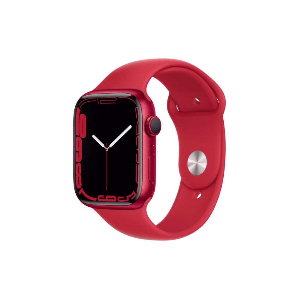 Apple Watch Series 7 GPS MKN93HN/A 45 mm Aluminium Case  (Red Strap, Regular)