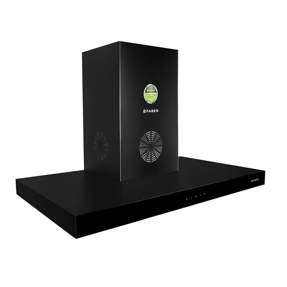Faber 90 cm 1350 mHR Box-Type Kitchen Chimney Hood STILUX 3D PLUS MAX T2S2 BK TC 90 3 Baffle Filters Touch Control Black