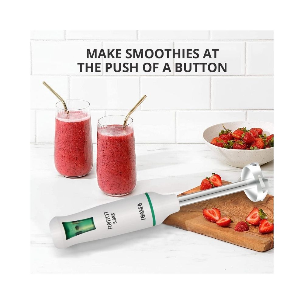 Inalsa Robot 5.0 SS Hand Blender, 500W (White, Green)