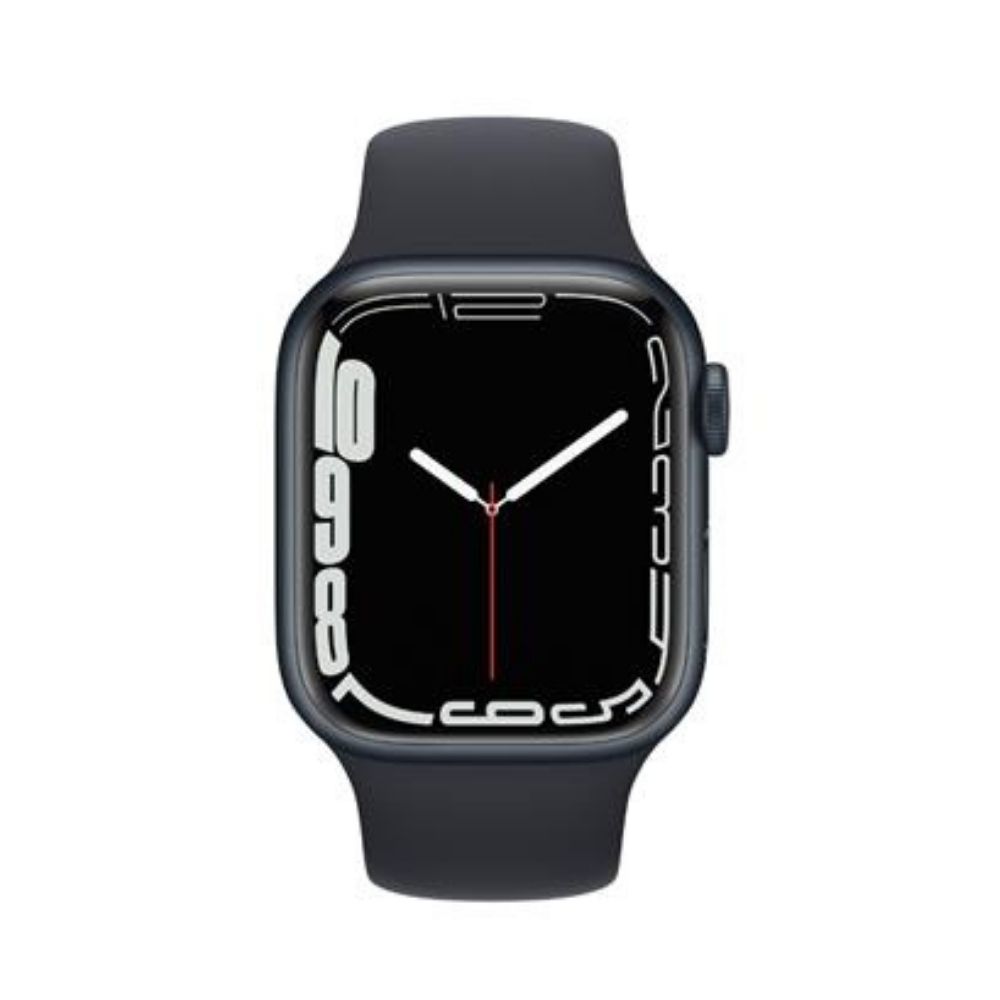 Apple Watch Series 7 GPS + Cellular MKHQ3HN/A 41 mm Aluminium Case  (Black Strap, Regular)