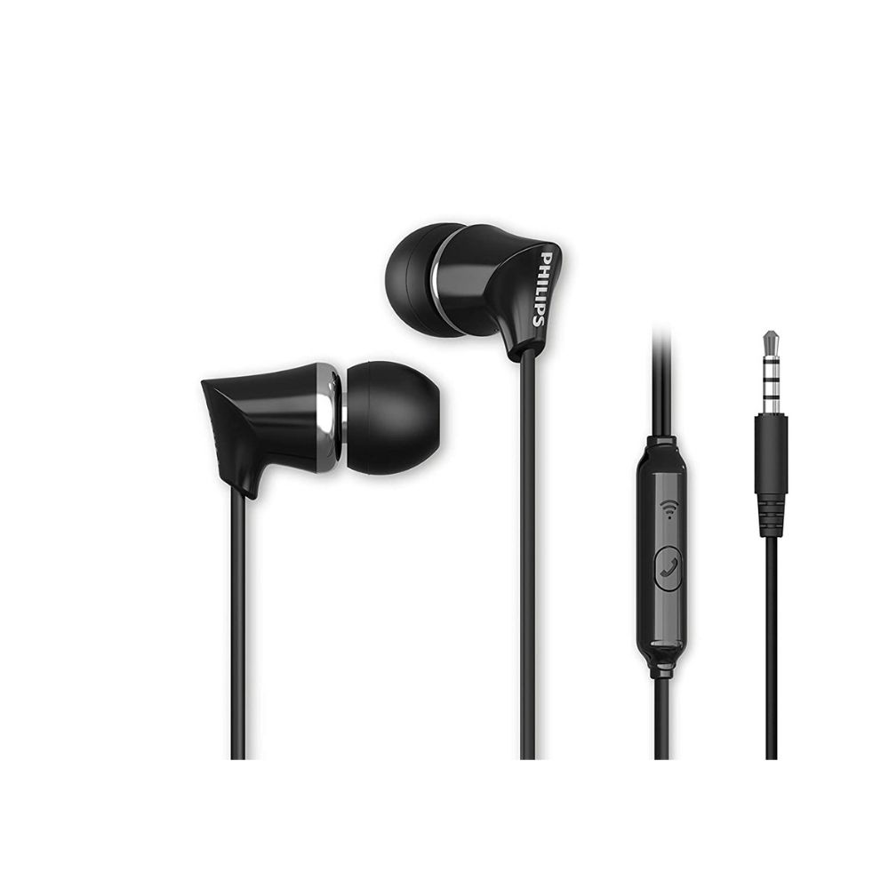 Philips Audio TAE1136 in-Ear Wired Headphones with Dynamic Bass and Mic, Black (TAE1136BK/94)