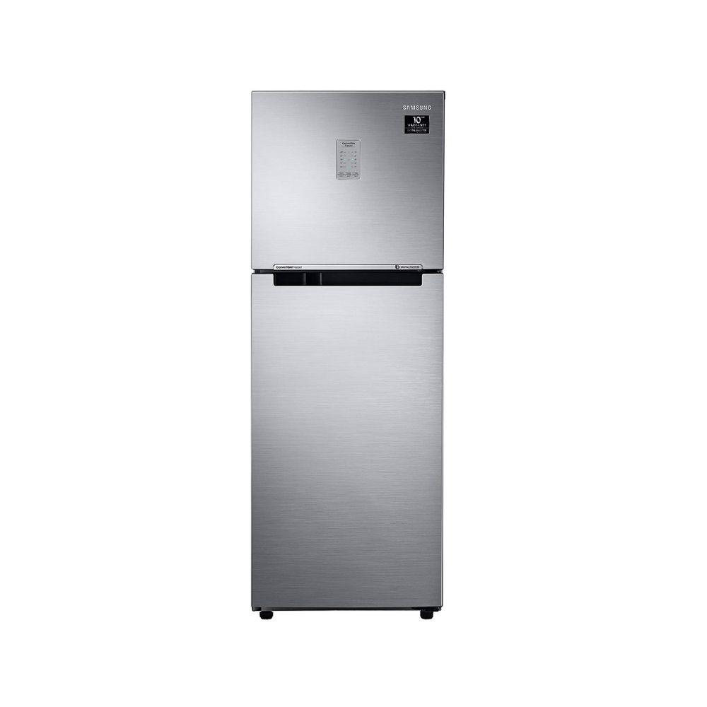 Samsung 253L 2 Star Inverter Frost Free Double Door Refrigerator(RT28A3722S8/NL, Elegant Inox, Convertible), Silver, Large