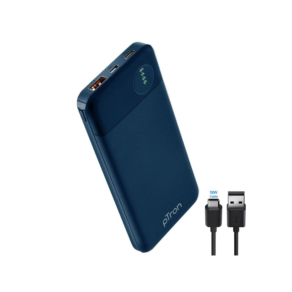 PTron 10000 mAh lithium_polymer Dynamo Pro Power Bank with 18 Watt Fast Charging, Black