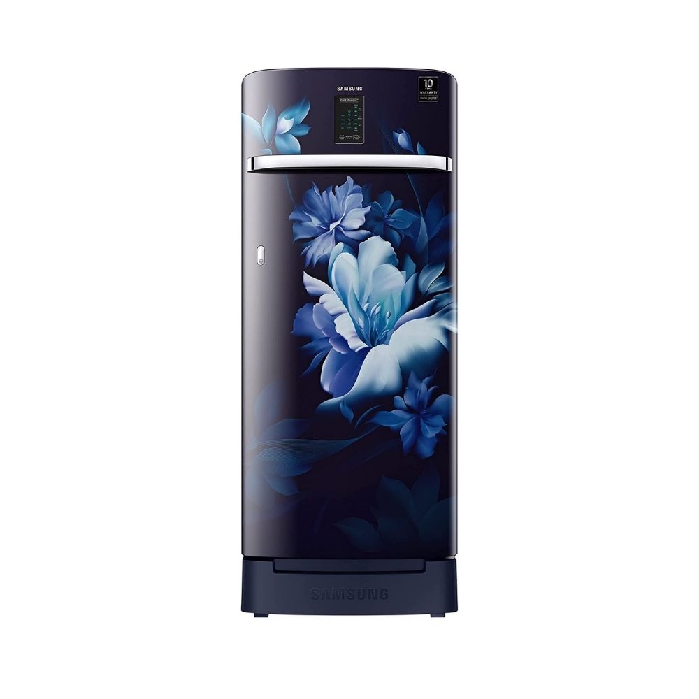 Samsung 220 L 4 Star Inverter Direct cool Single Door Refrigerator (RR23A2K3XUZ/HL, Digi-Touch Cool, Base Stand with Drawer, Curd Maestro, Midnight Blossom Blue)