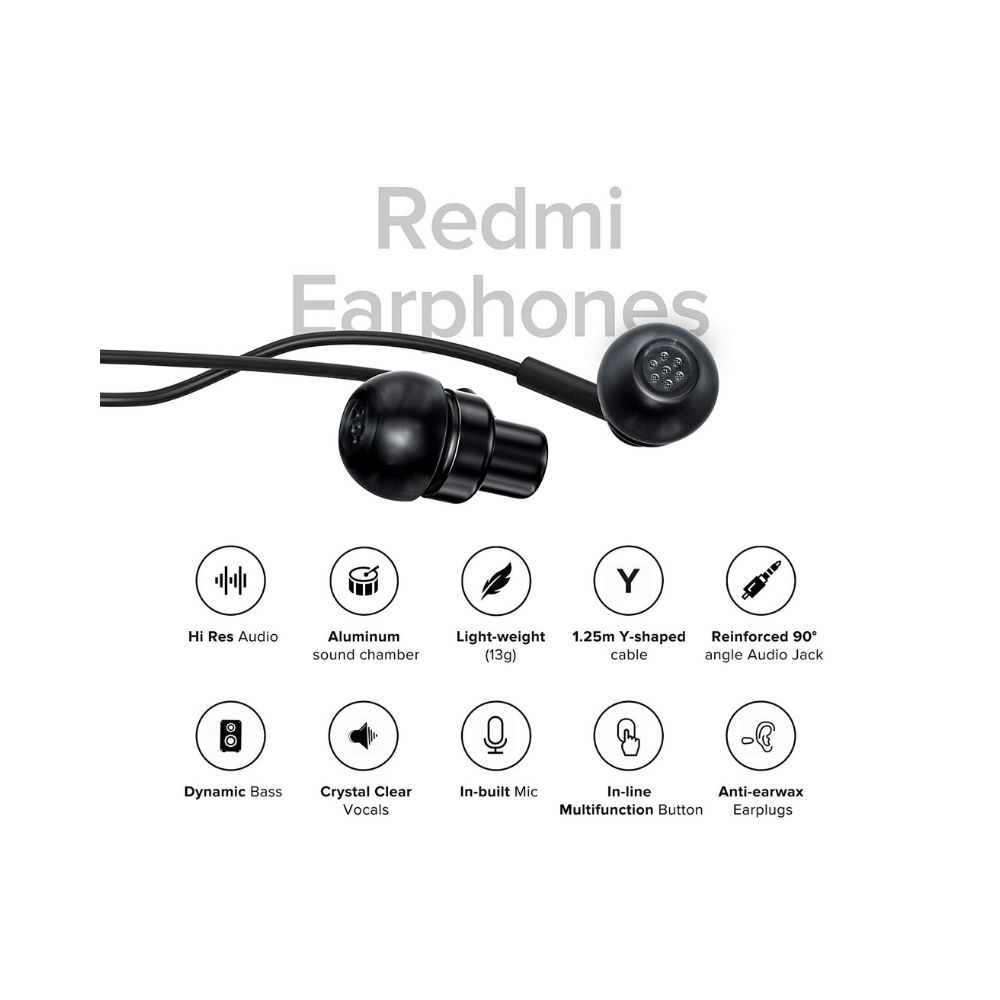 Xiaomi Redmi Wired in Ear Earphones with Mic (Black)