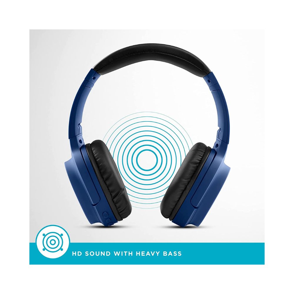 URBN Thump 550 HD Sound Deep Bass Wireless Bluetooth On Ear Headphone with in-Built Mic, (Blue)