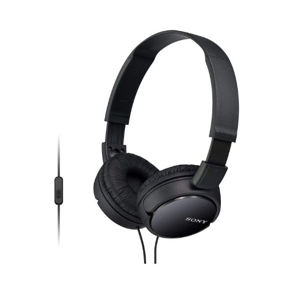 Sony MDR-ZX110AP Wired On-Ear Headphones with tangle free cable, 3.5mm Jack (Black)