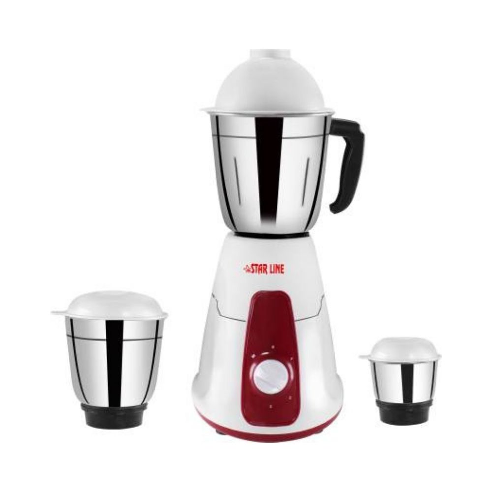STARLINE STAR HERO RED 3 JAR MIXER GRINDER JUICER 500 MIXER GRINDER (3 Jars, Multicolor)