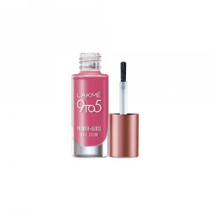Lakme 9 to 5 Primer + Gloss Nail Colour, Rose Crush, 6 ml