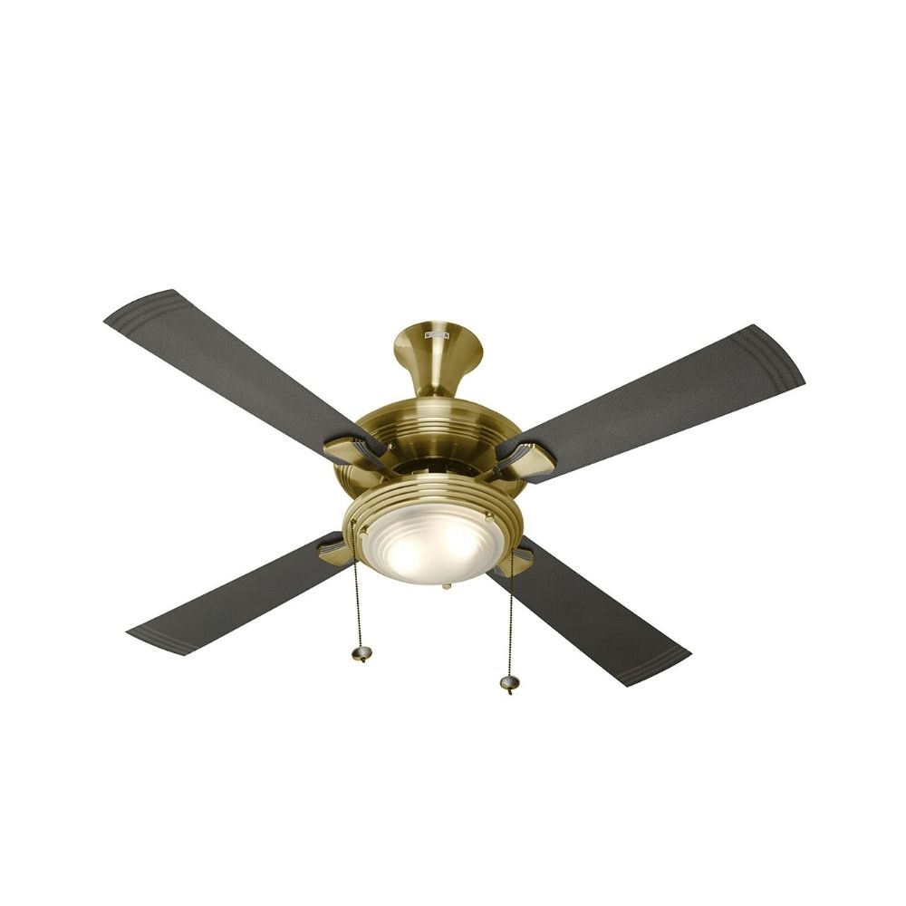 Usha Fontana One 1270mm Ceiling Fan with Decorative Lights (Antique Brass), Black