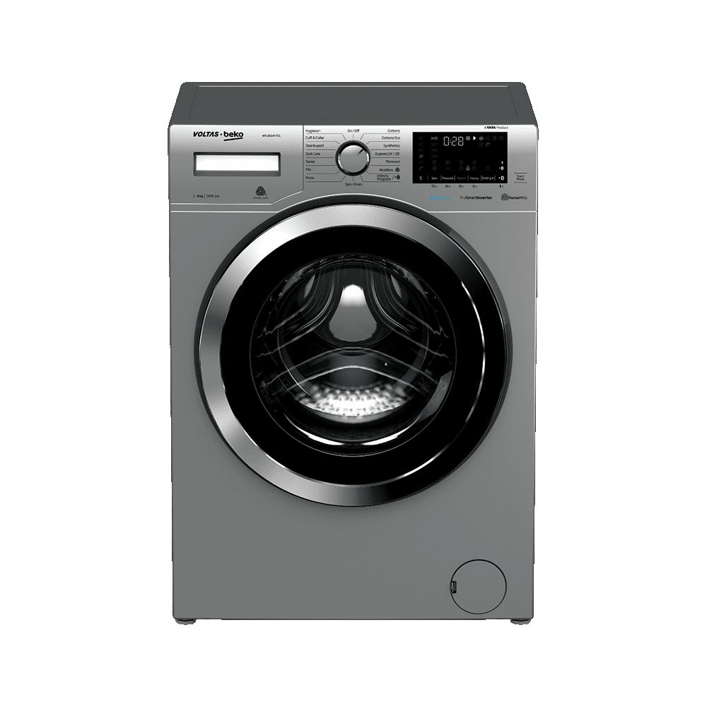 Voltas Beko 8 Kg 5 Star Fully Automatic Front Load Washing Machine (SteamWash, WFL8014VTSC, Grey)