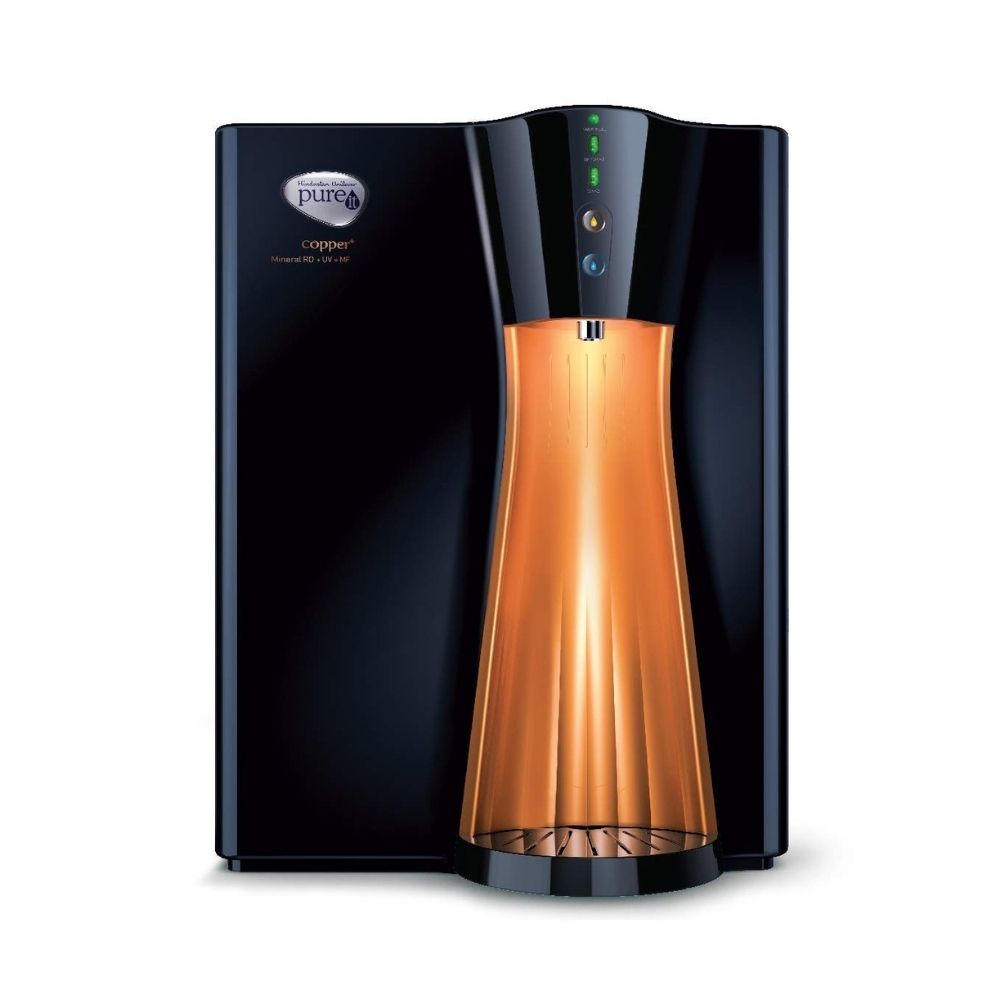 HUL Pureit COPPER+ ECO MINERAL RO + UV + MF purifier  (Black & Copper)