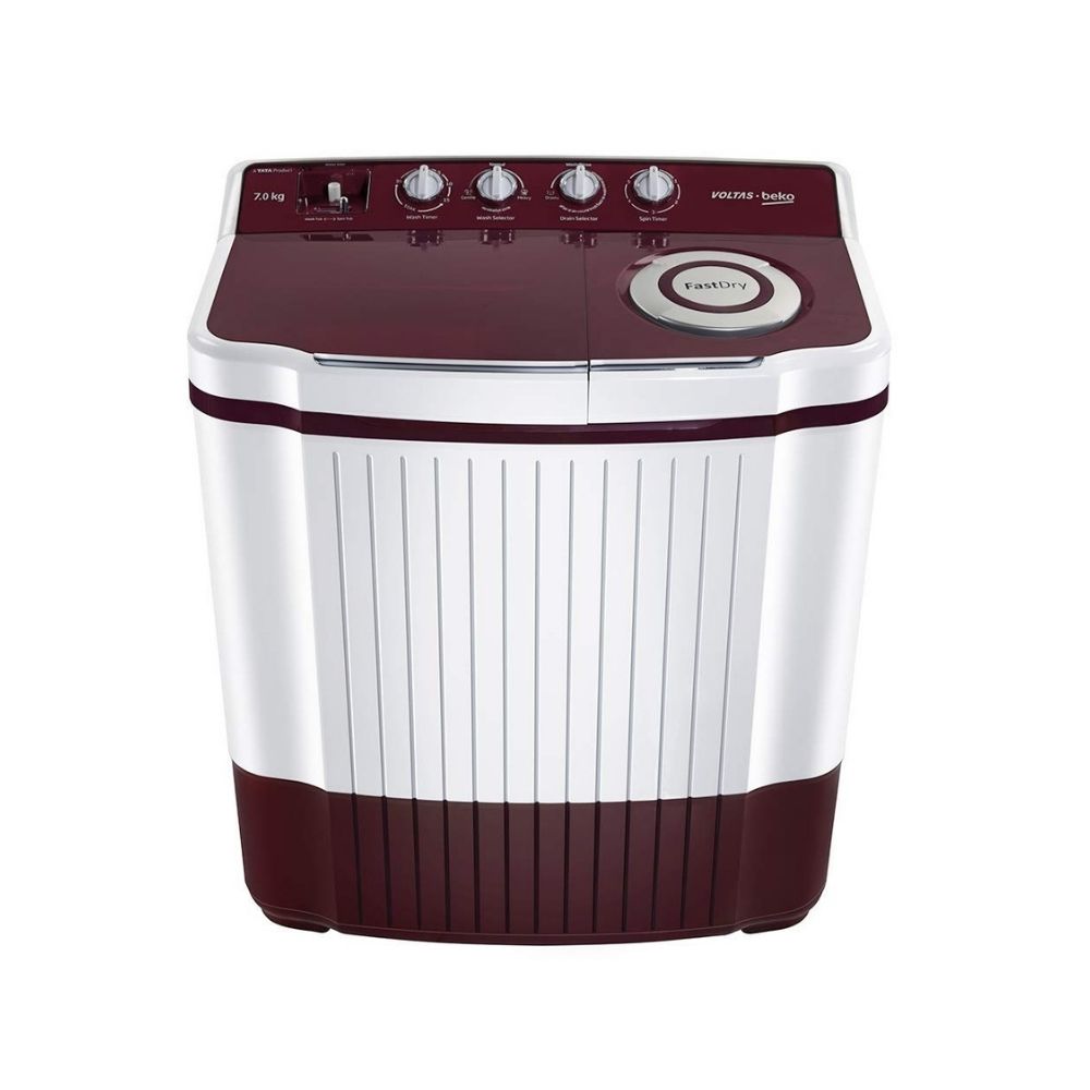 Voltas Beko 7Kg Semi Automatic Top Loading Washing Machine (WTT70DLIM,Burgundy)