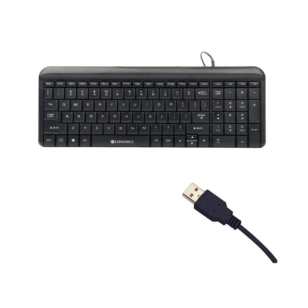 Zebronics Zeb-Glide USB Wired Multimedia Keyboard for PC/Laptop with Rupee Symbol Key
