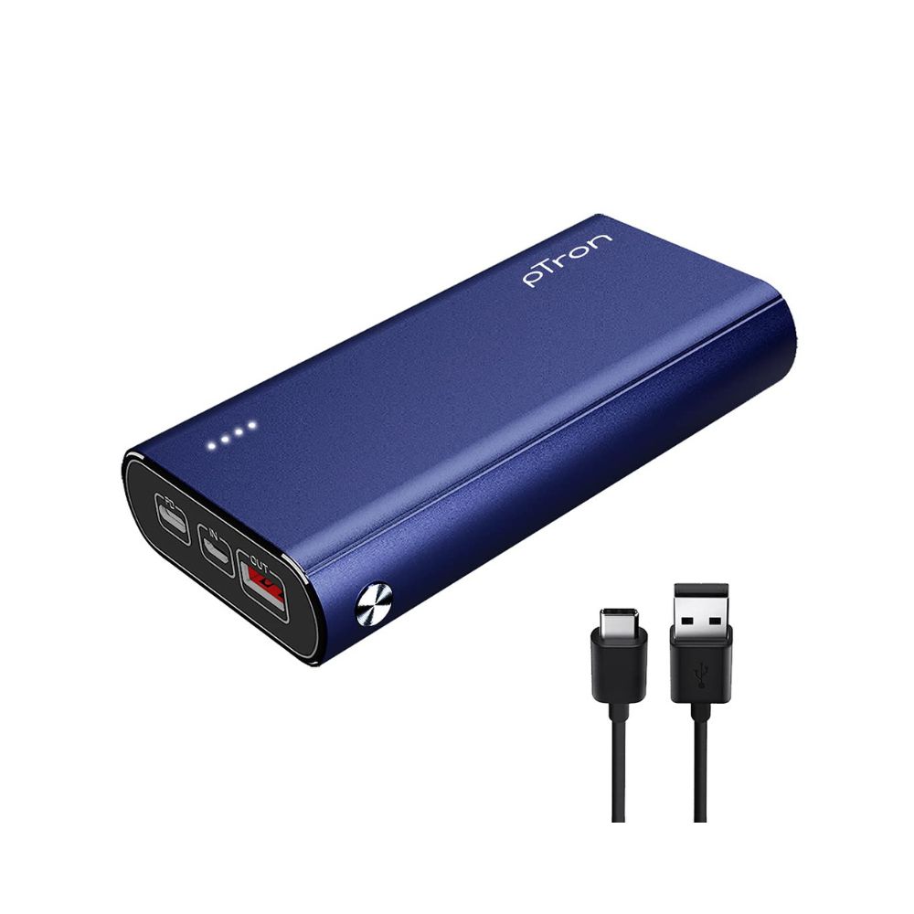 PTron 20000 mAh Lithium_Polymer Dynamo Zip Power Bank with 18 Watt Fast Charging, Blue